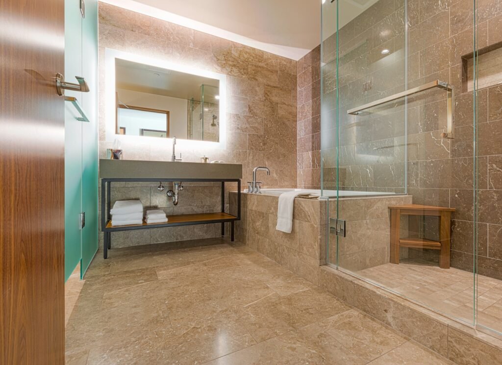 Modern Marble Tiled Bathroom